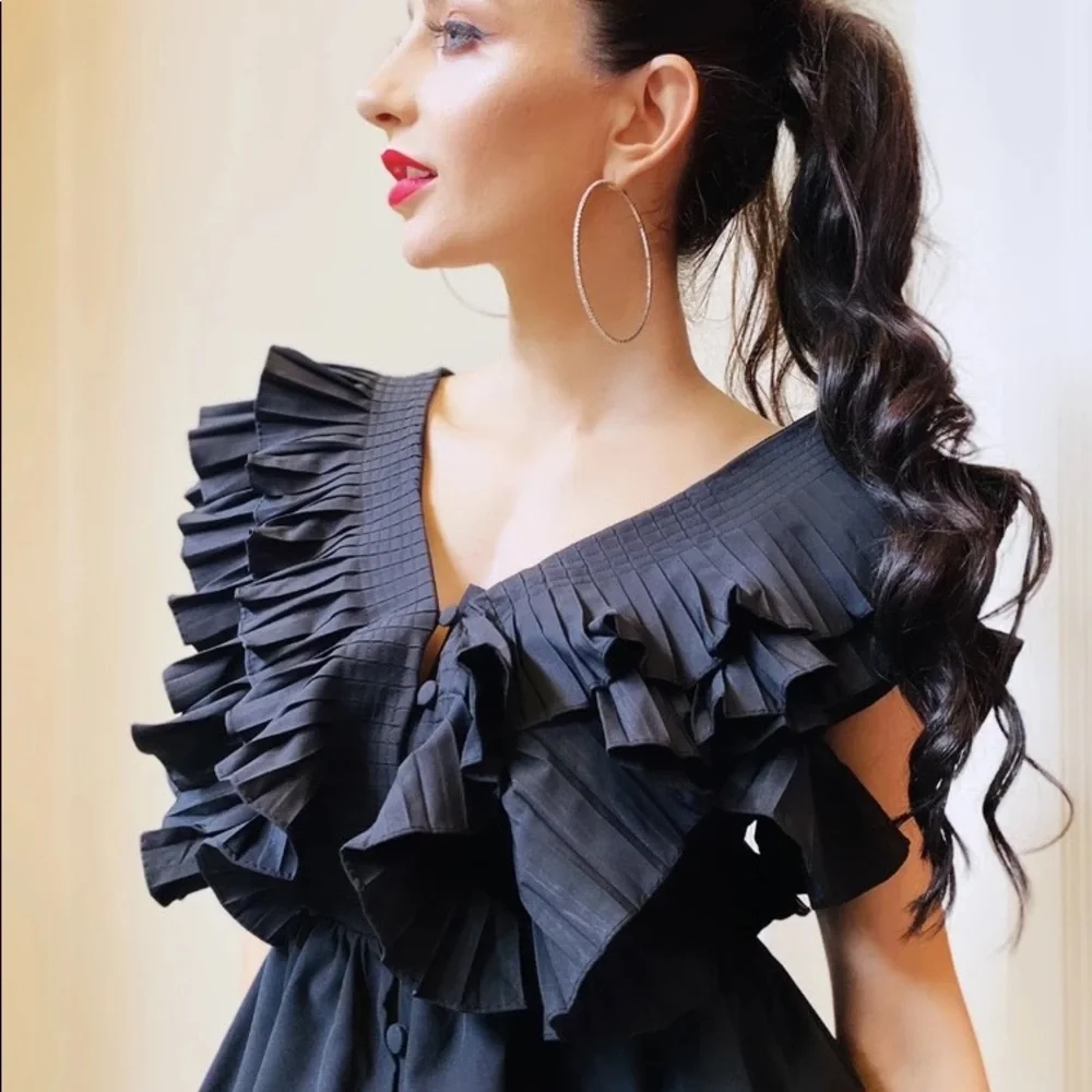 Black Ruffle Top - Picture 2 of 3